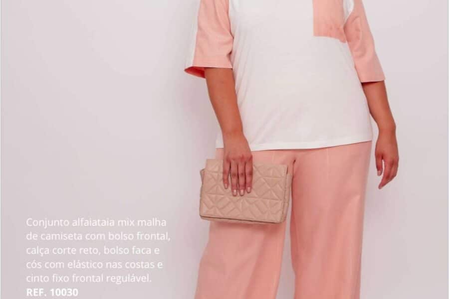 Conjunto tela malla, rosado y blanco