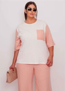 Conjunto tela malla, rosado y blanco