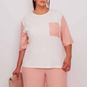 Conjunto tela malla, rosado y blanco