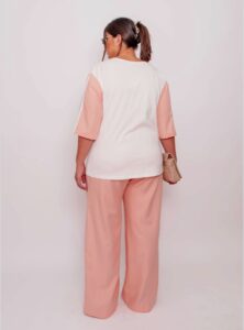 Conjunto tela malla, rosado y blanco