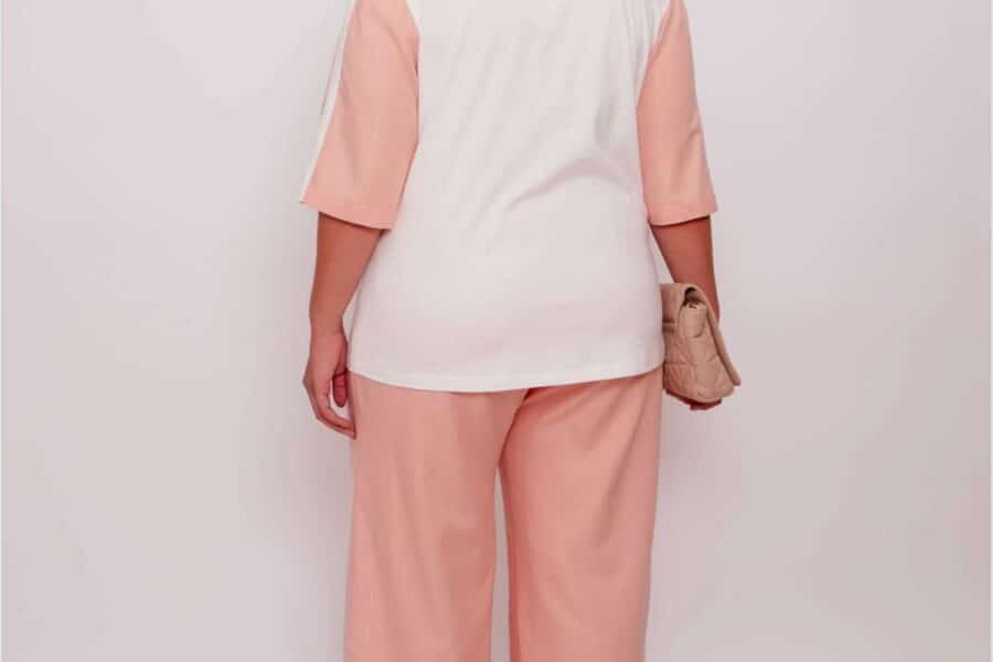 Conjunto tela malla, rosado y blanco
