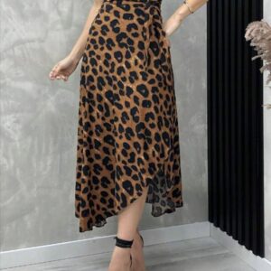 Falda midi leopardo