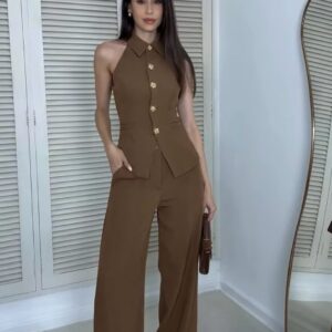 Conjunto Sofisticado: Chaleco Halter y Pantalón Palazzo
