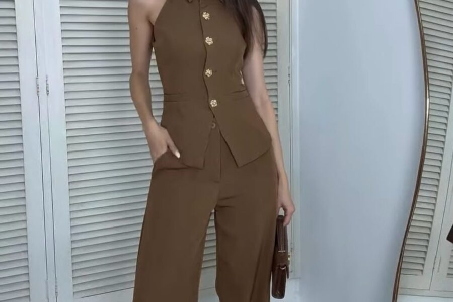 Conjunto Sofisticado: Chaleco Halter y Pantalón Palazzo