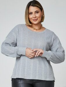 Blusa de Manga Larga con Textura Canalé