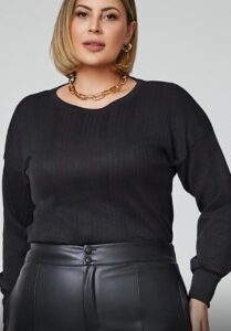 Blusa de Manga Larga con Textura Canalé
